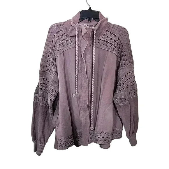 Free People Dune Bug Zipper Crochet Oversize Cardigan Jacket Size M NWT … - Picture 2 of 7